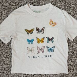 White Butterfly Graphic T-Shirt